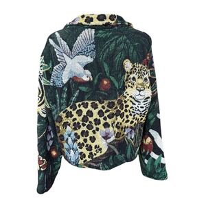 Paco Soler Vintage Jungle Tapestry Jacket Zebra Leopard Giraffe Cotton Cropped